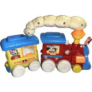 VINTAGE WALT DISNEY‎ PLASTIC TODDLER TOY TRAIN MICKEY MOUSE & GOOFY